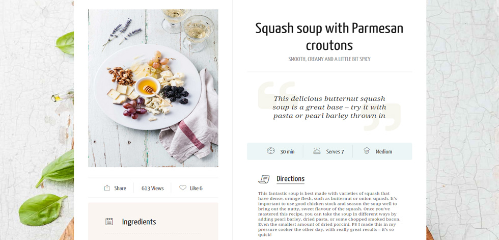 Single recipe