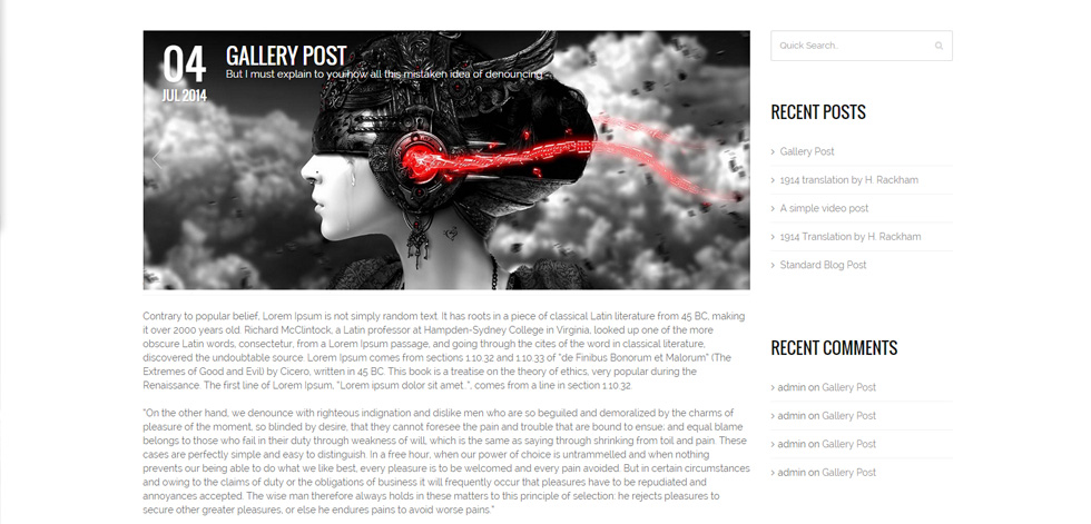 Blog post page