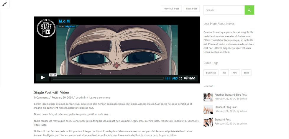 Blog post page