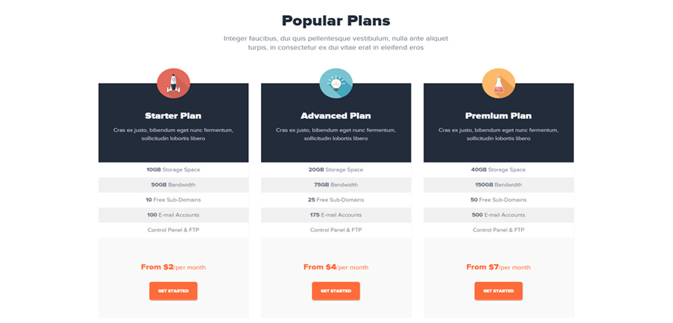 Pricing Tables