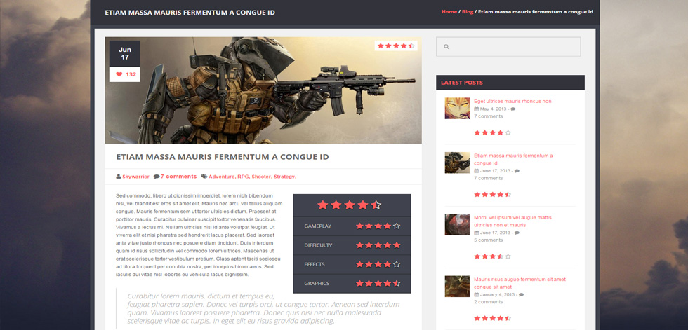 Blog post page