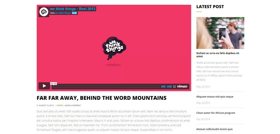 Blog post page