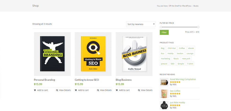 Shop page