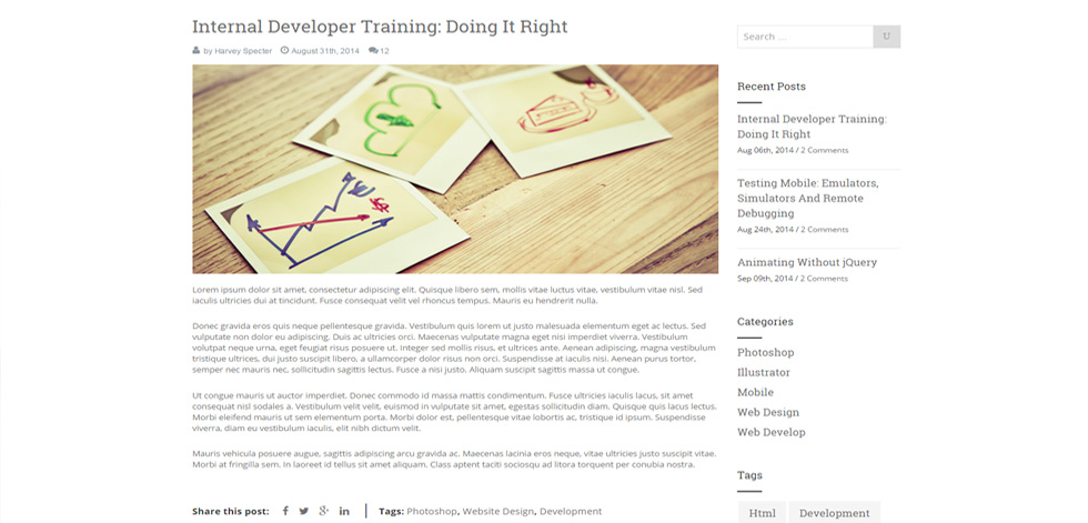 Blog post page