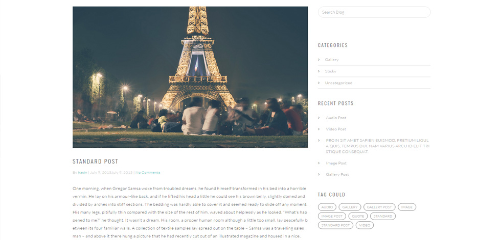 Blog post page
