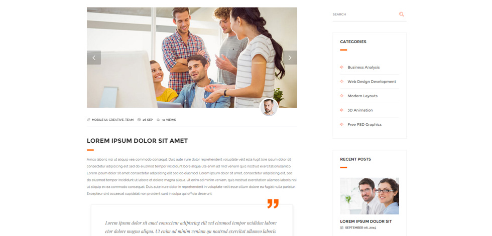 Blog post page