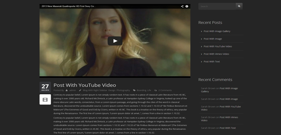 Blog post page