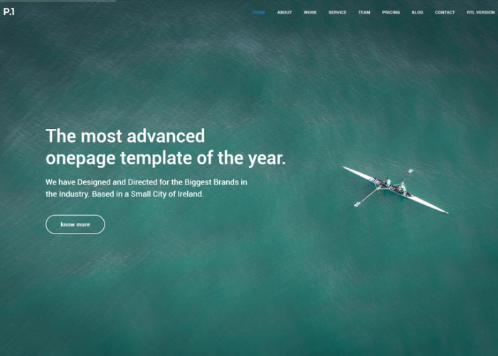 P1 – Premium Responsive One Page Parallax HTML5 Template