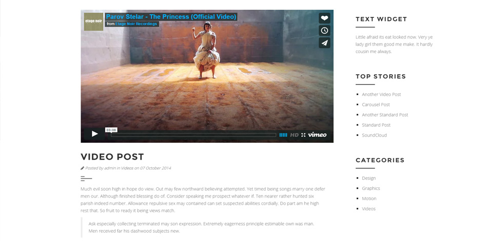 Blog post page