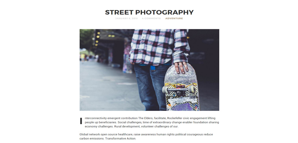 Blog post page