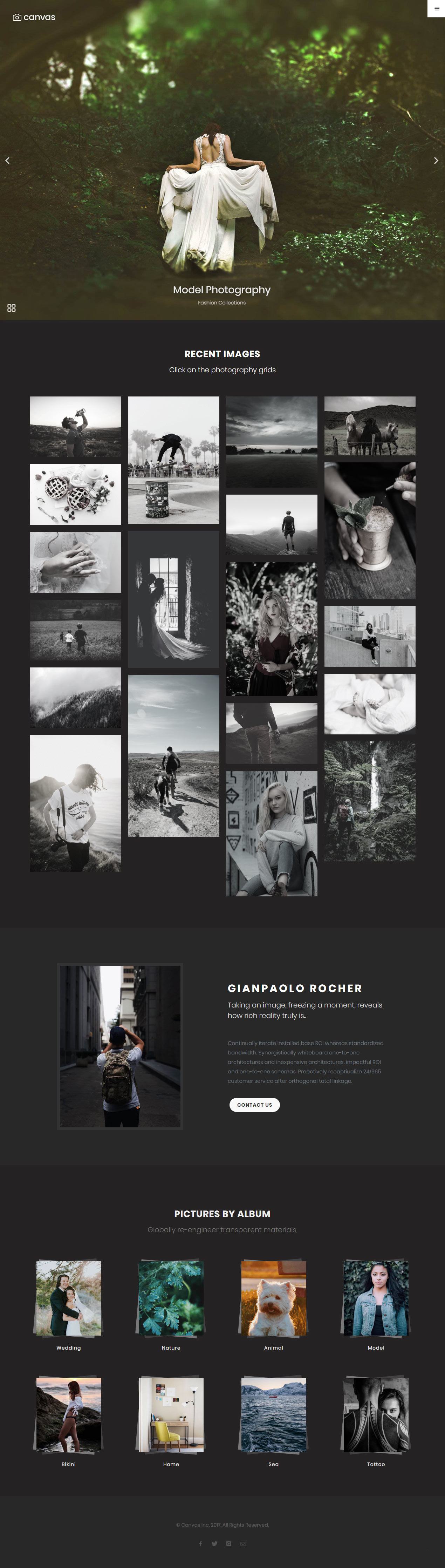 Canvas HTML5 Photography Website Templates