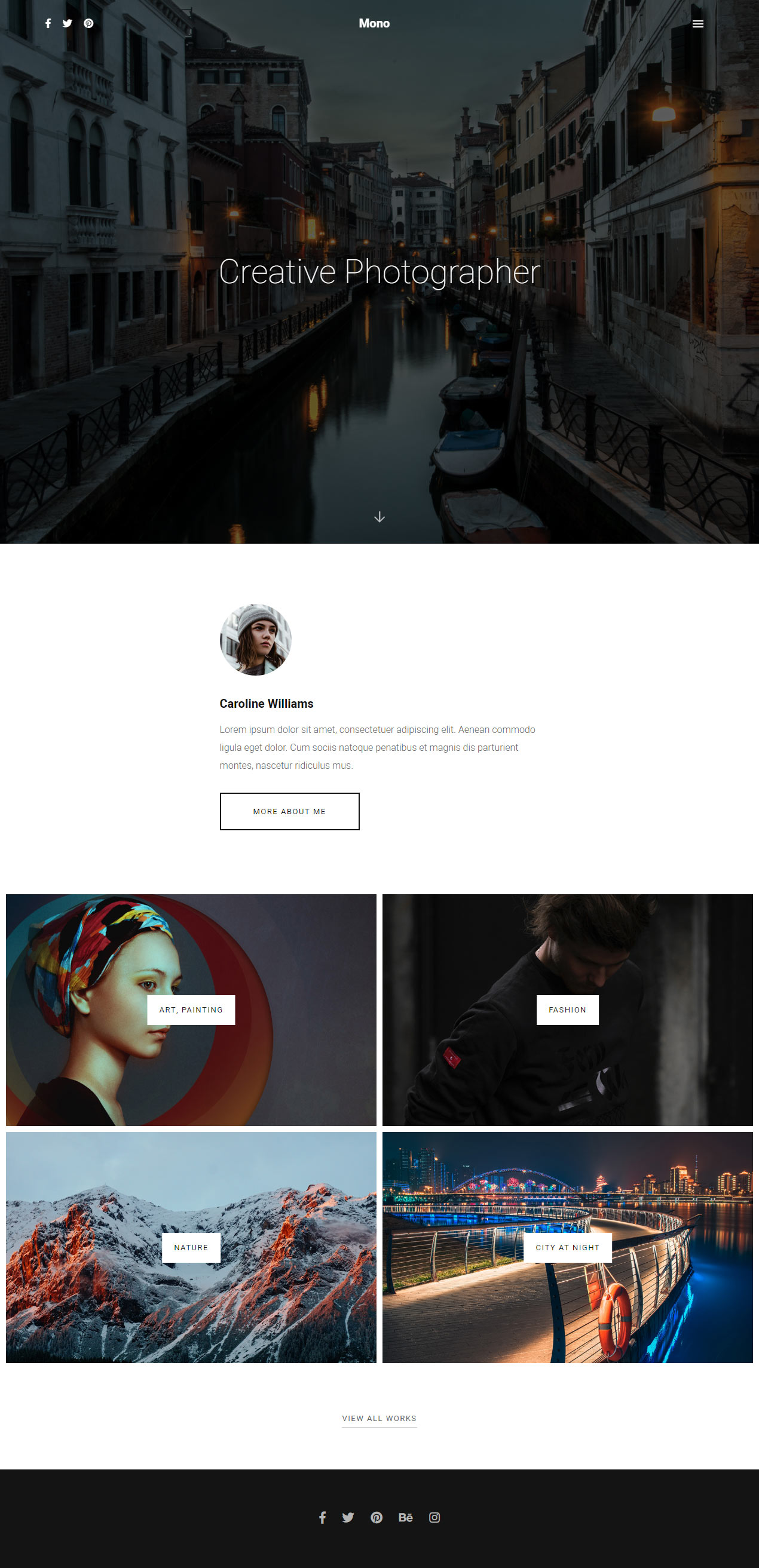 Mono HTML5 Photography Website Templates