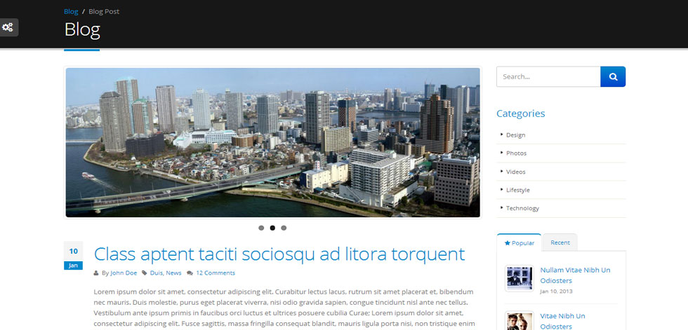 Blog post page
