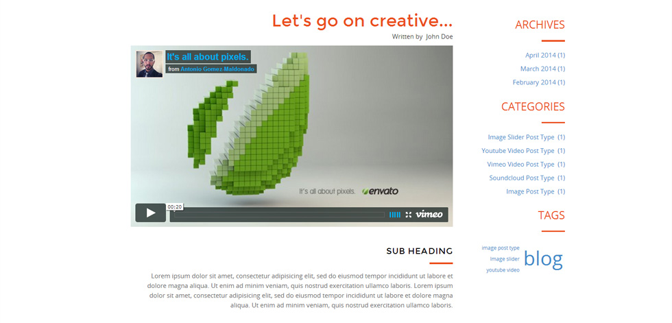 Blog post page