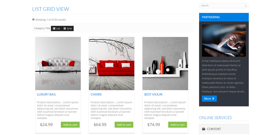 Shop page