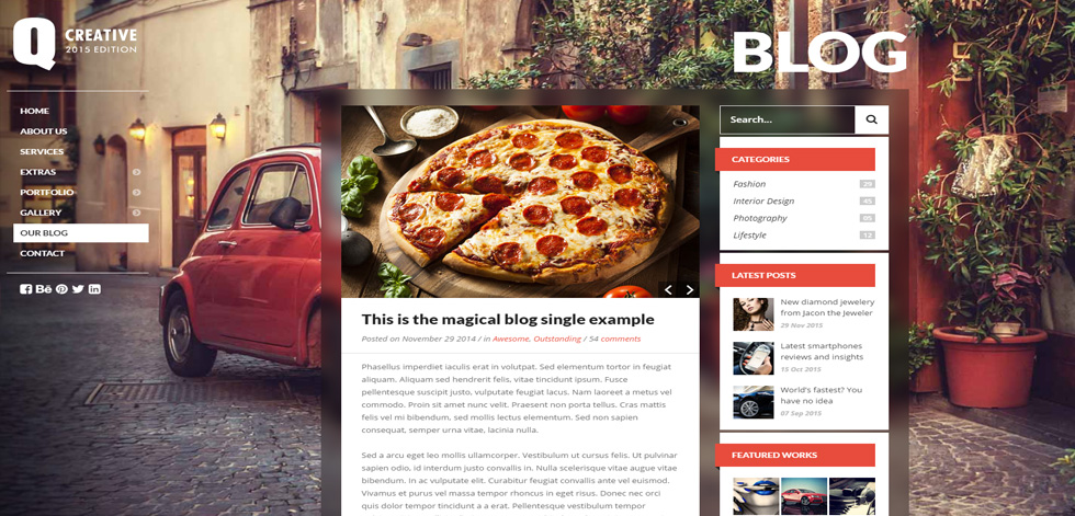 Blog post page