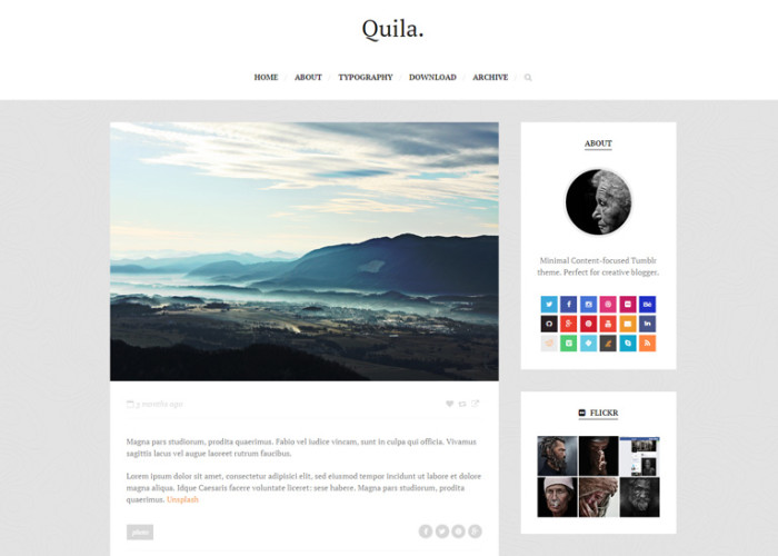 Quila – Premium Responsive Clean Content-Focused Tumblr Theme