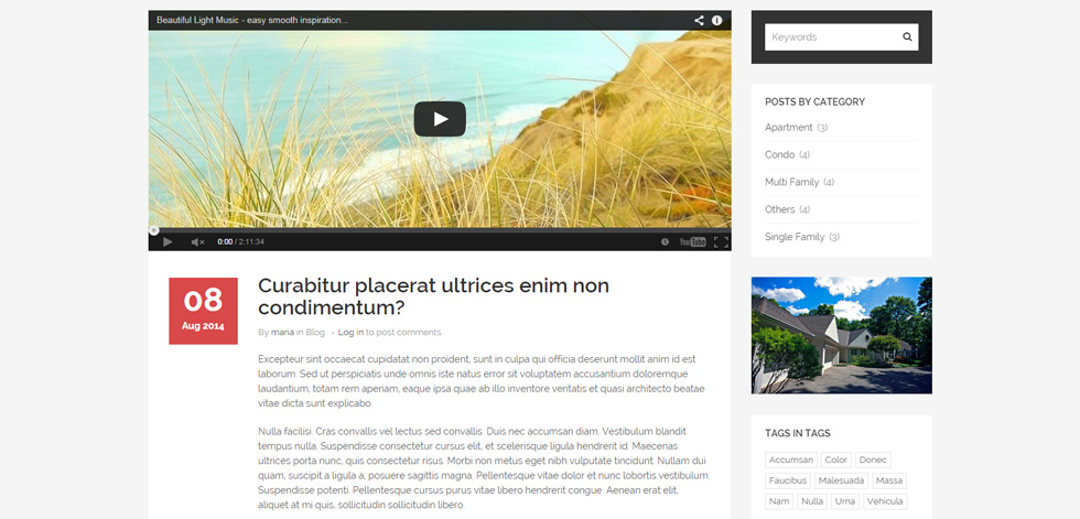 Blog post page