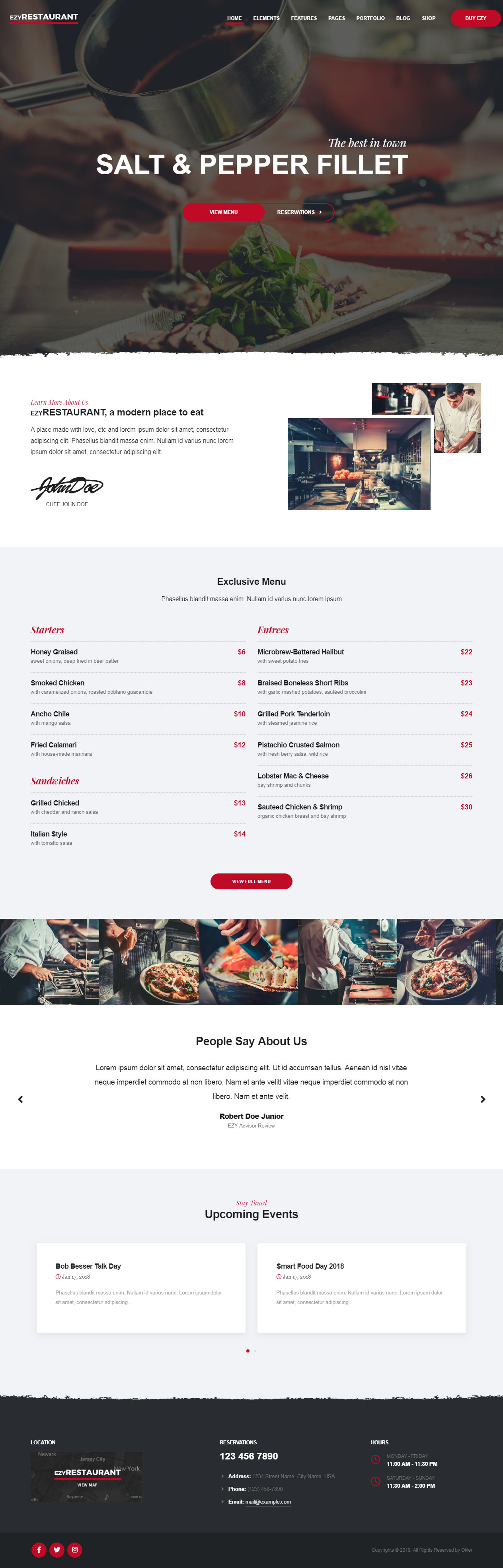 EZY Cafe and Restaurant Website Templates