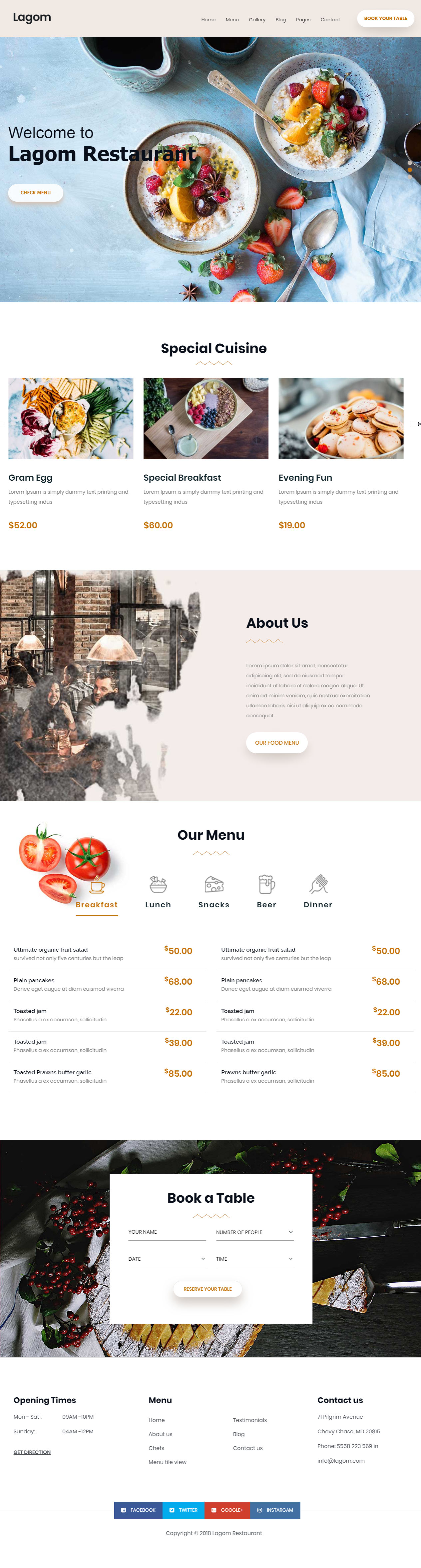 Lagom WordPress Restaurant Themes