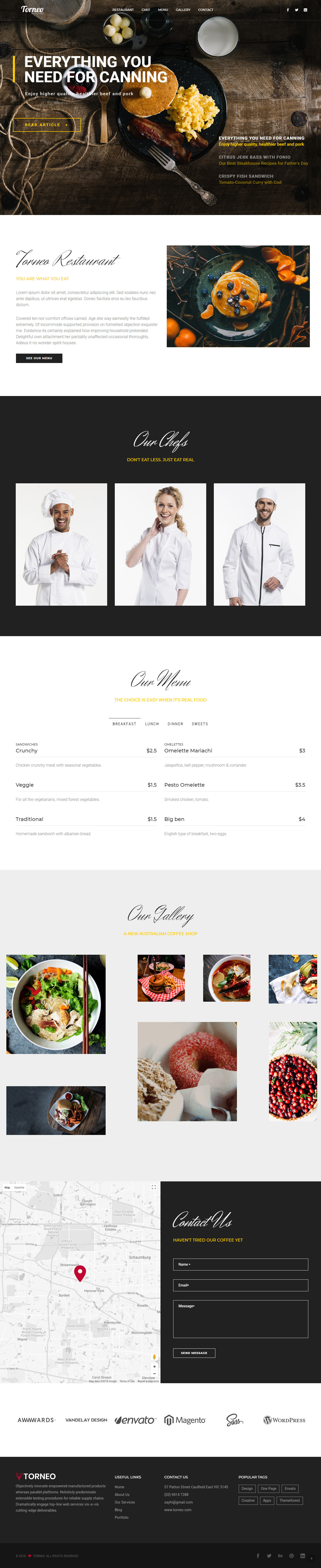 Torneo Cafe and Restaurant Website Templates