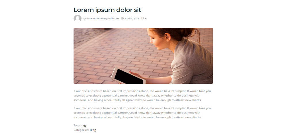 Blog post page