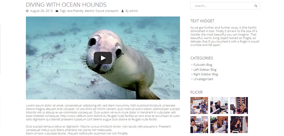 Blog post page
