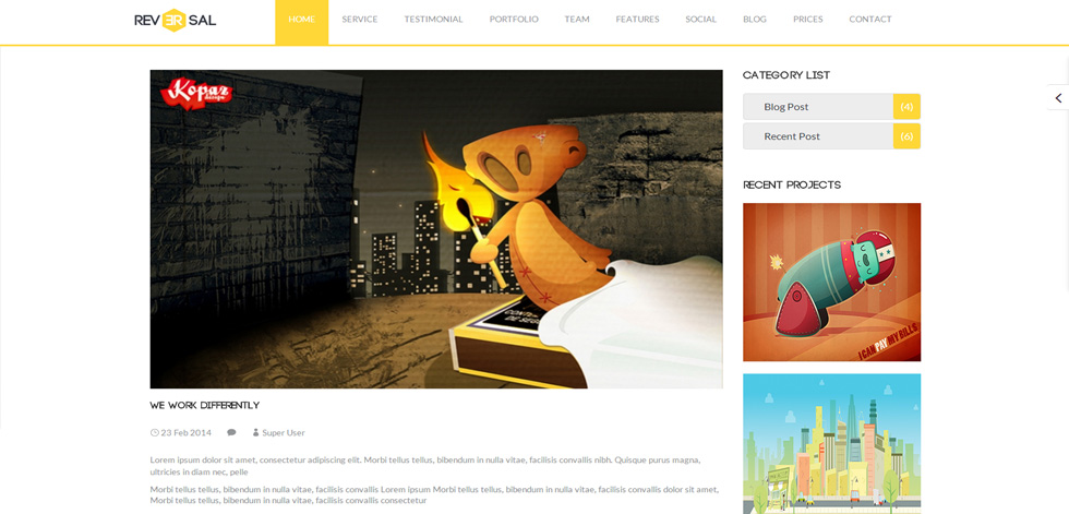 Blog post page