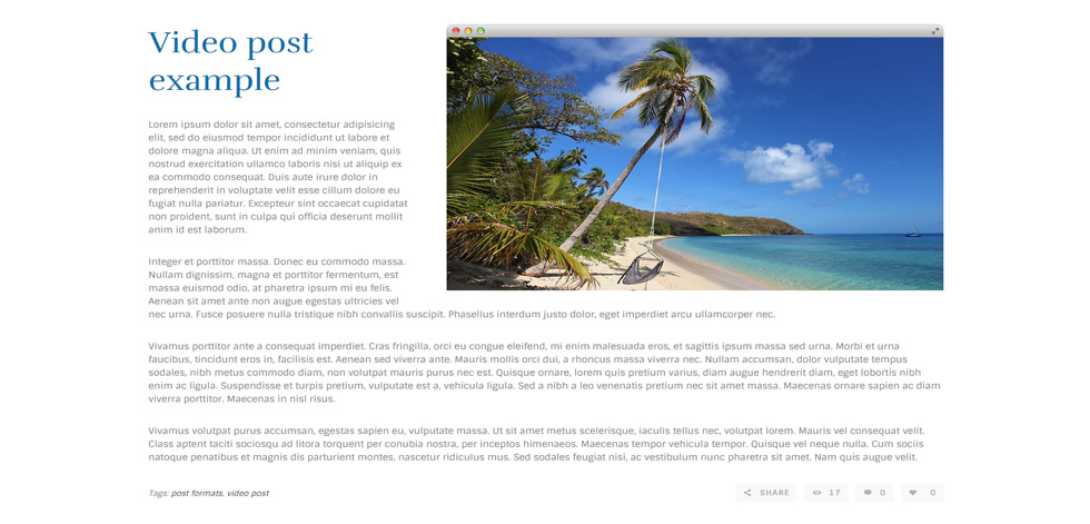 Blog post page