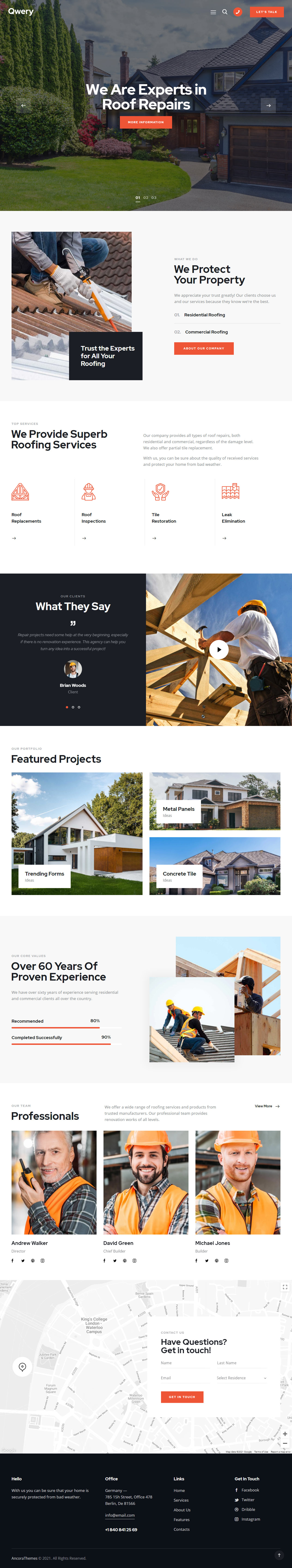 Qwery WordPress Roofing Themes