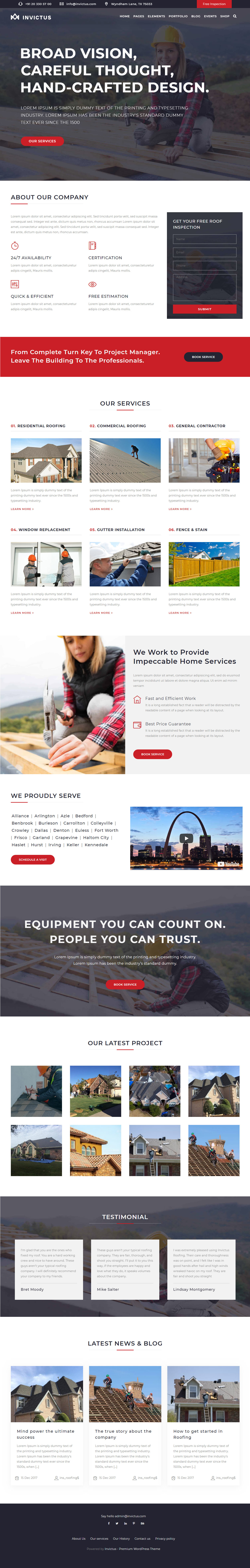 Invictus WordPress Roofing Themes
