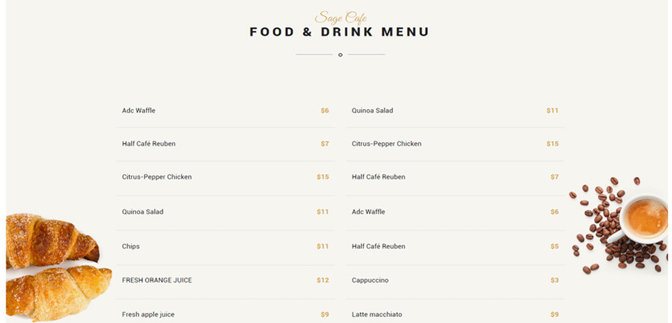 Food menu