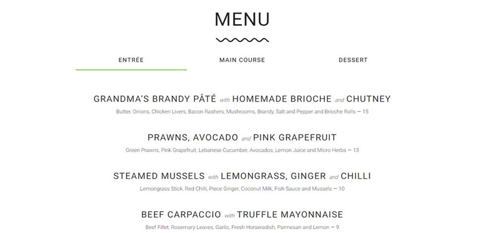Food Menu