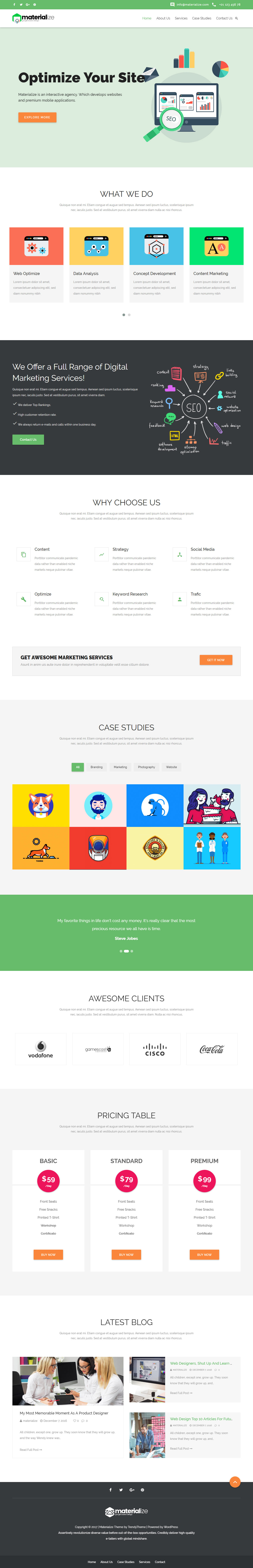 Materialize SEO Business WordPress Themes
