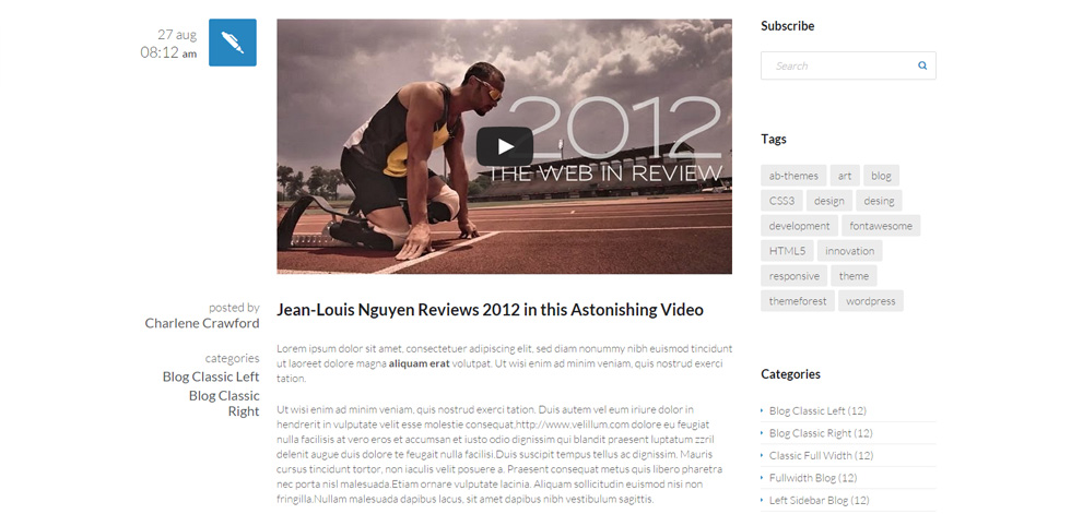 Blog post page
