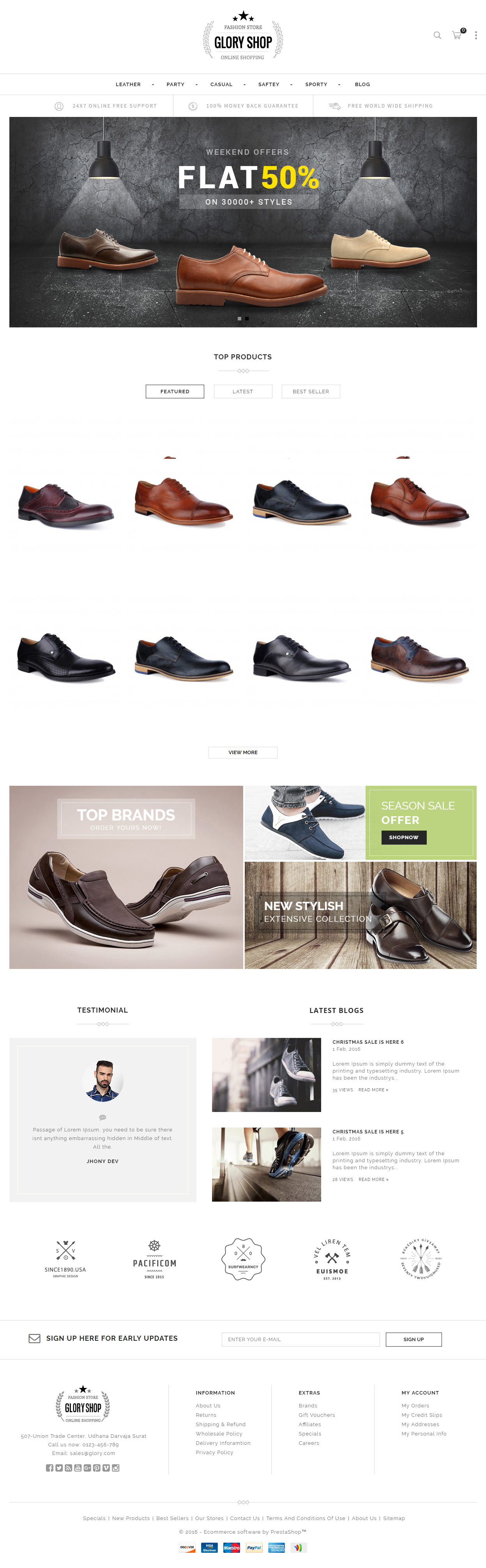 Glory Shop Shoes Prestashop Theme