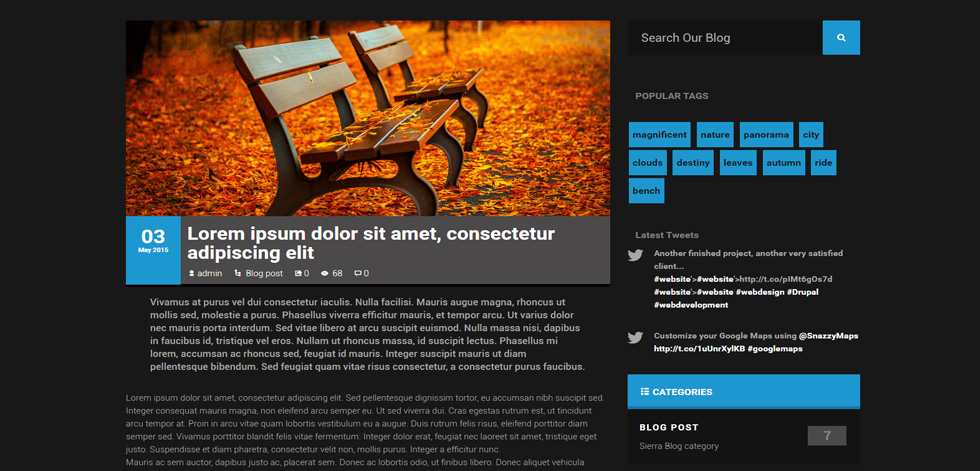 Blog post page