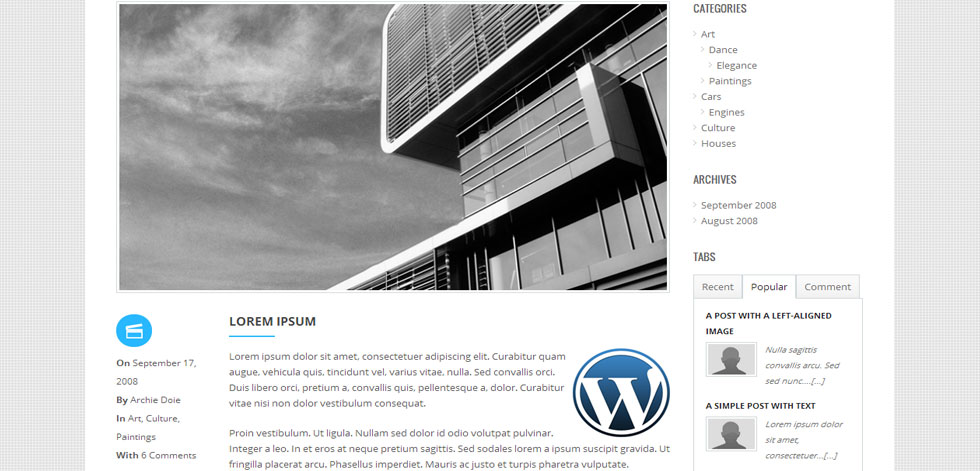 Blog post page