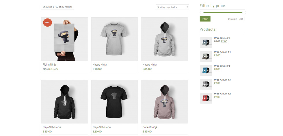 Shop page