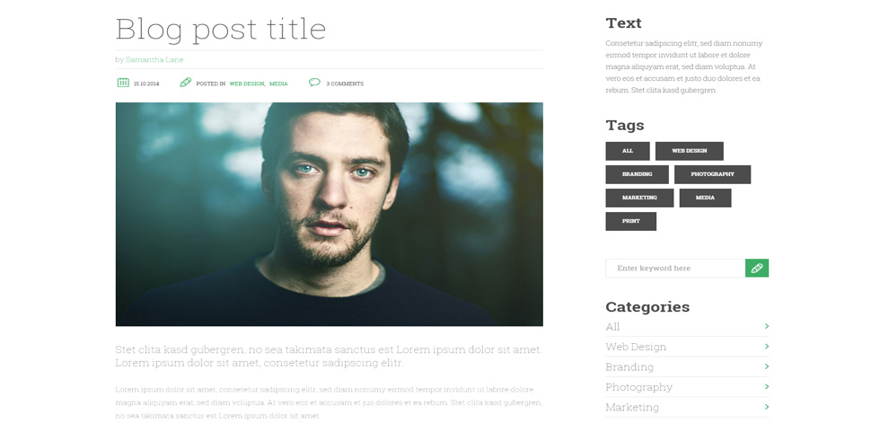 Blog post page