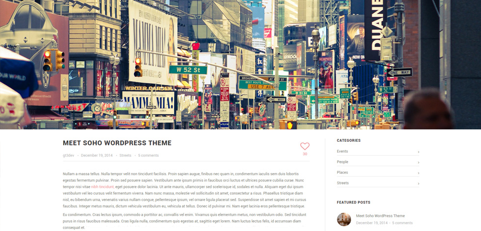 Blog post page
