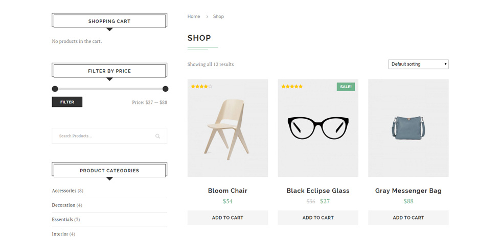 Shop page