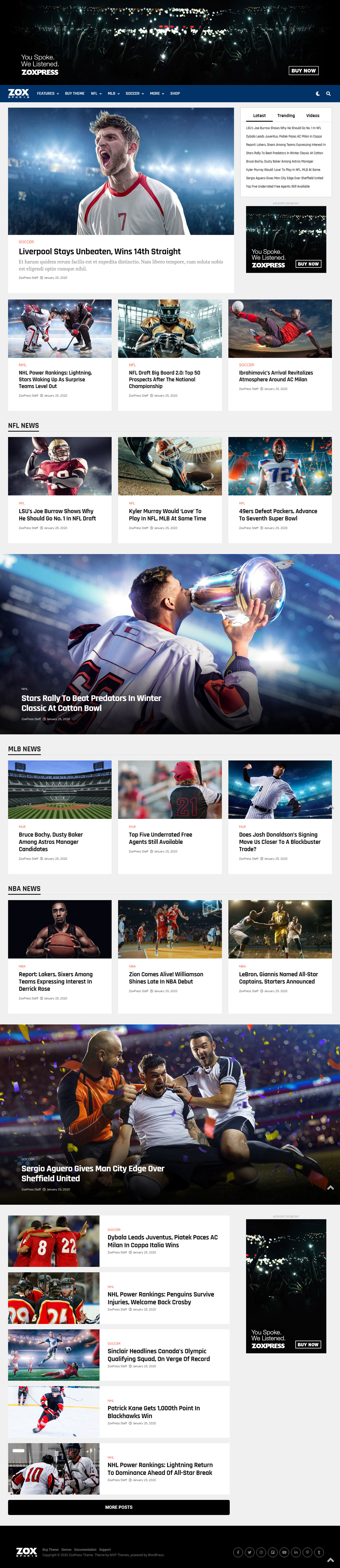 ZoxPress WordPress Sport Theme