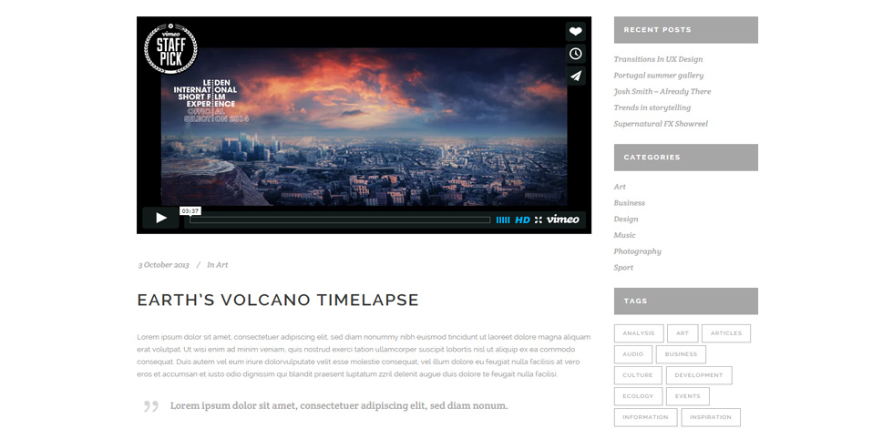 Blog post page