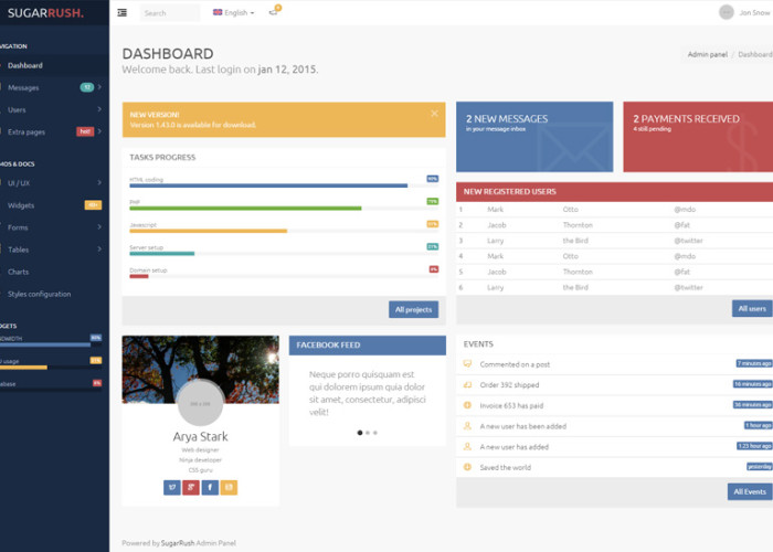 SugarRush – Premium Responsive Bootstrap 3 Admin HTML5 Template