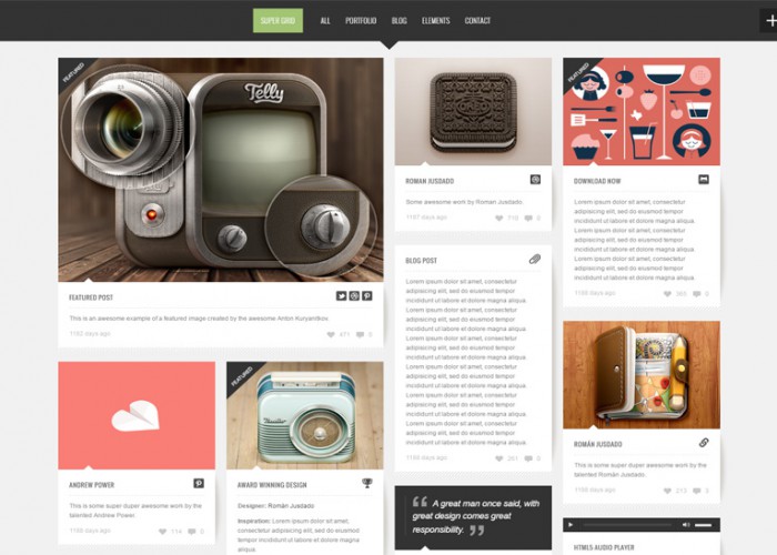 Super Grid – Premium Responsive Fullscreen Grid-Based Portfolio/Blog WordPress Theme