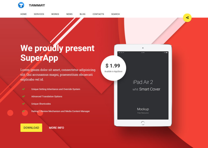 Tammat – Premium Responsive Material Design HTML5 Template