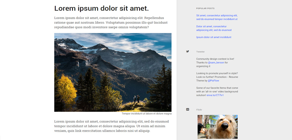 Blog post page