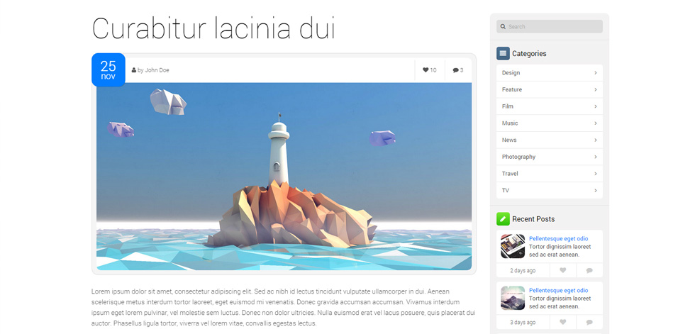 Blog post page
