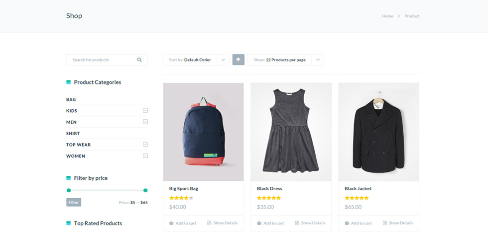Shop page